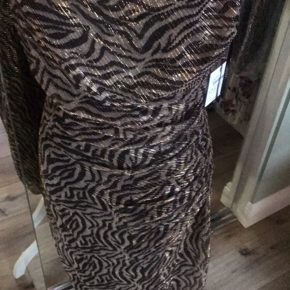 🔥Laundry, Shelli Segal, metallic zebra, ruched dress - Picture 7 of 13